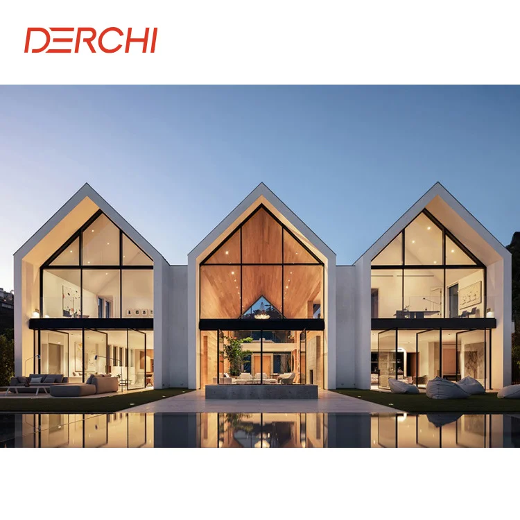 DERCHI Aluminum doors windows aluminium frame fixed insulated glass window
