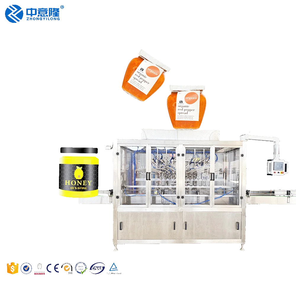 4 Heads Bottle Filler Automatic Piston Servo Motor Filling Machine with Capping Labeling Production Line for Oil Sauce Fluid jam