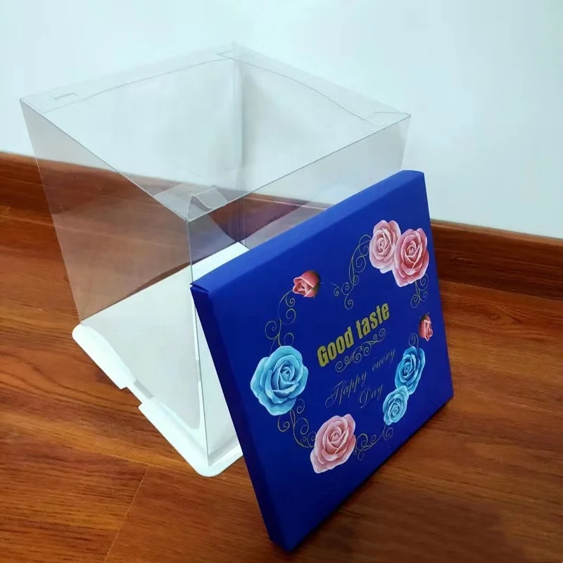 2022 Food Packaging Plastic Clear Cake Boxes Wholesale Cake Gift Boxes Transparent Customized Rigid Boxes Packaging Items Accept