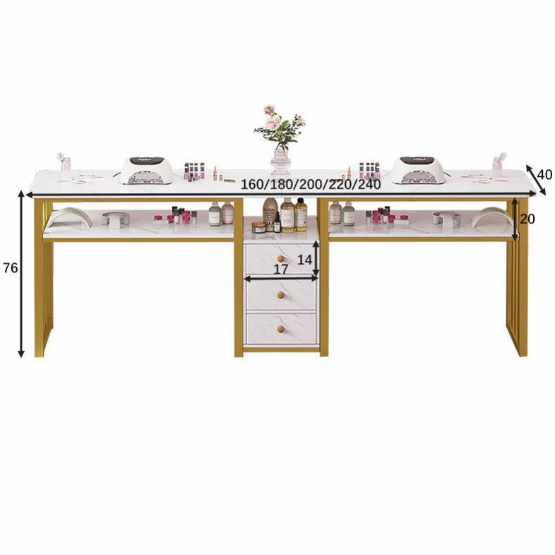 Nail salon  rectangular makeup table Girl nail table Modern light luxury double-layer set