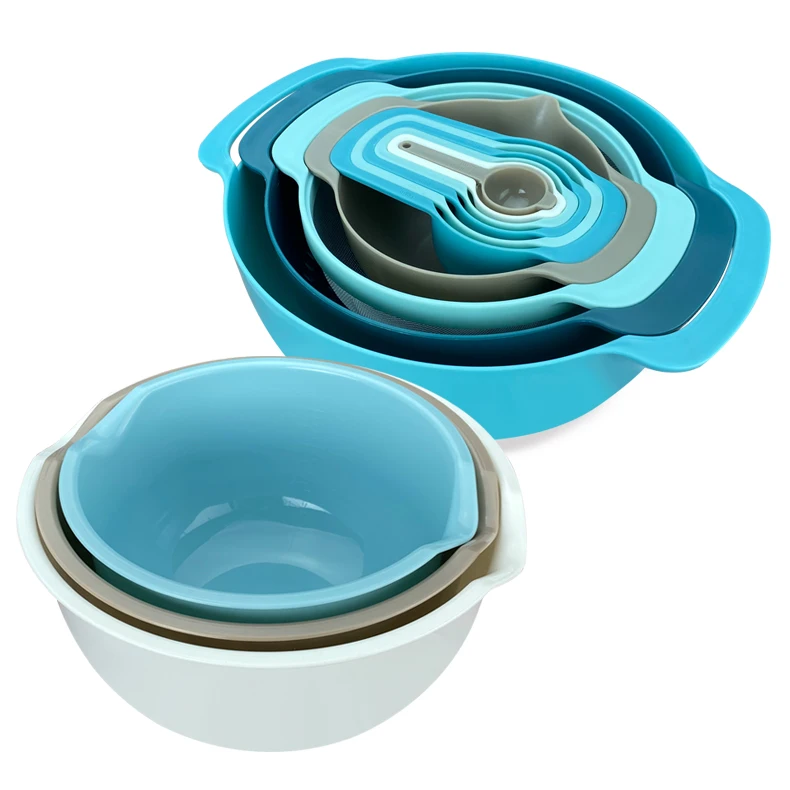 Hot Sale Plastic Large Salad Bowls With Measuring Spoons Set Salad bowls large