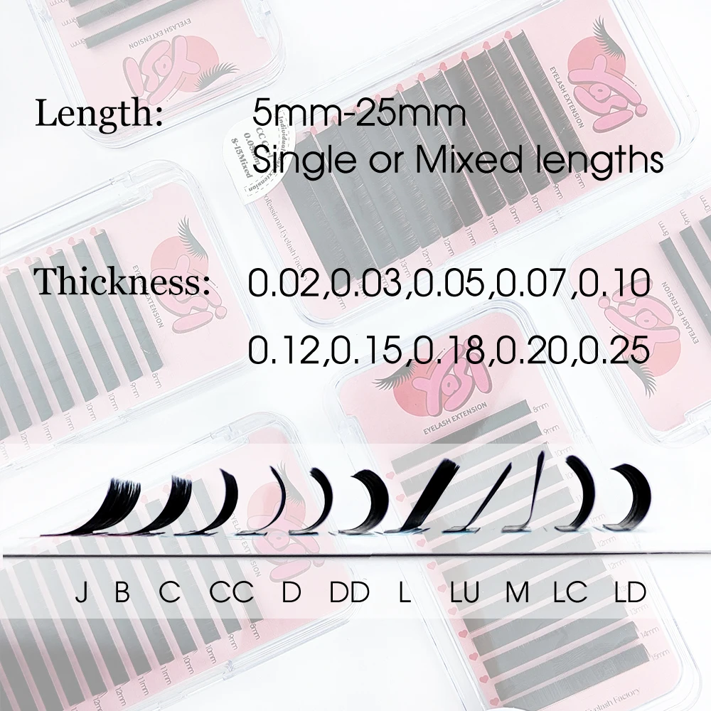 Wholesale Private Label Fluffy Cashmere Eyelash 03 Matte Dark Russia Volume Lash Extension faux mink Silk Lash Mix Tray Supplier