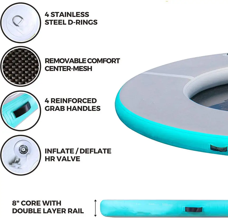 Yacht dock Inflatable Floating Platform Ocean Swimming Pool Round Pool Float Island Folded Hangout Water Hammock With Net