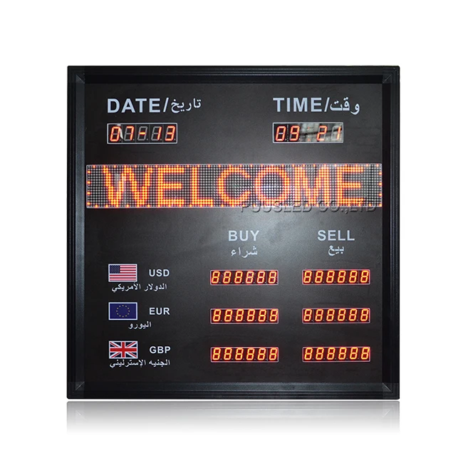 indoor led electronic exchange rate board currency exchange rate display led currency rate sign for bank