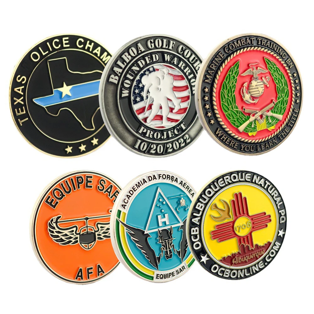 Manufacturer Custom Logo Metal 3d Soft Hard Enamel Gold Silver Antique Plating Souvenir Challenge Coin