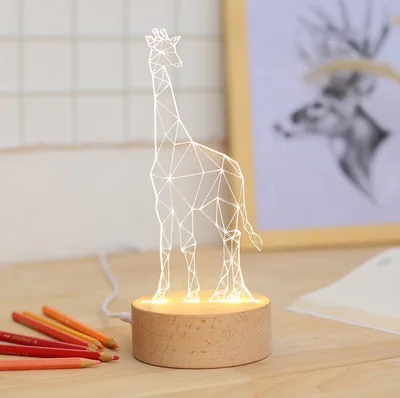 Creative wooden pedestal 3D LED lights /LED table lamp/desk lamp
