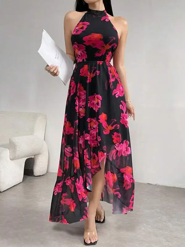 Plus Size Women Linen Dresses Loose O-Neck Cotton Linen Dresses Long Sleeve Maxi Plain Color Linen Dresses Women