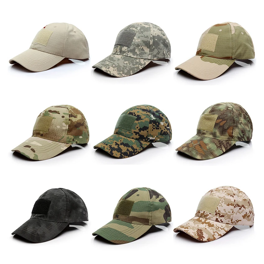 Wholesale Multicam Camo Cap Custom Camo Tactical Cap Flat Top Crown Camouflage Baseball Cap Hats Embroidery