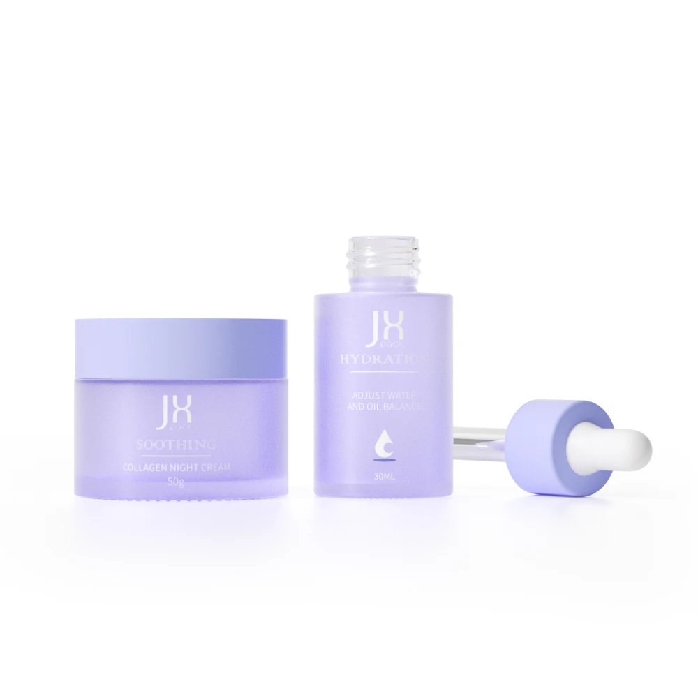 Luxury cosmetic skincare packaging set 20ml 30ml 50ml 60ml essential oil glass serum dropper bottle 20g 30g 50g cream jar