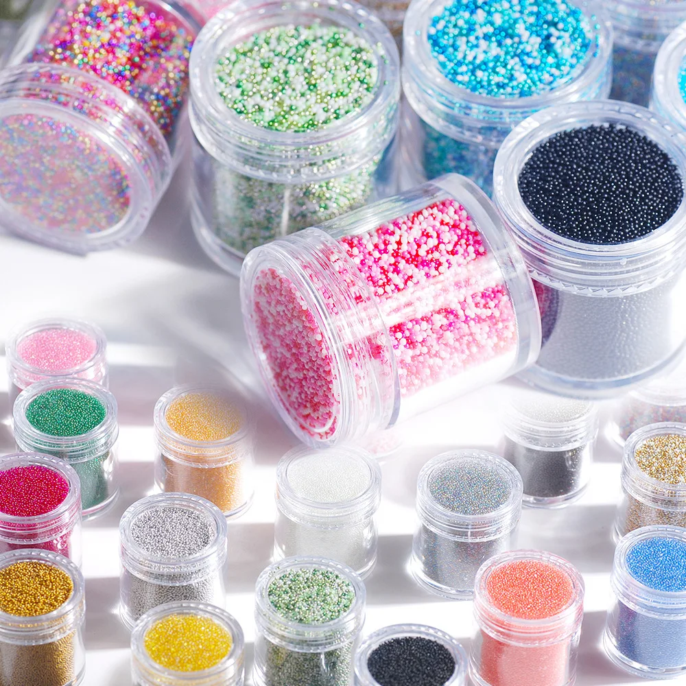 Transparent AB Symphony Colorful Bubble Beads Microbeads Glass Non-porous Small Beads Nail Caviar Beads