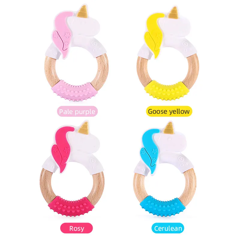 Wholesale Children Safe Shenzhen Wood Chew Ring Silicone Custom Kids Wooden Teether