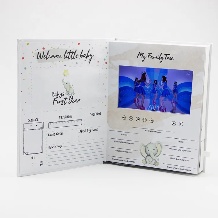 Valentine cards set luxury promotional with logo lcd gift customised brochure 7 inch video book greeting card