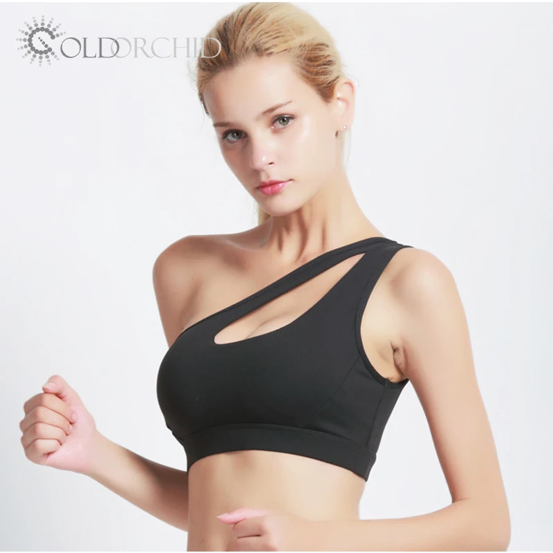 Best Selling Nylon/Spandex Material Fitness & Yoga Wear Breathable One Shoulder Yoga Sports Bra For Women