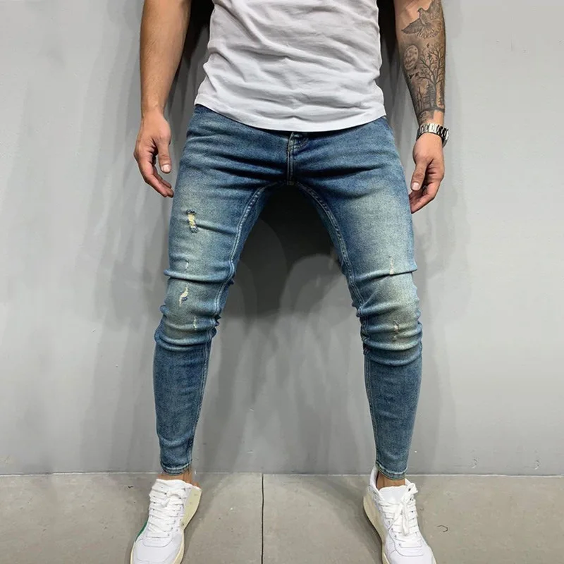 High Quality Denim Trousers Blue Men Skinny Plus Size Pants & Jeans 2021