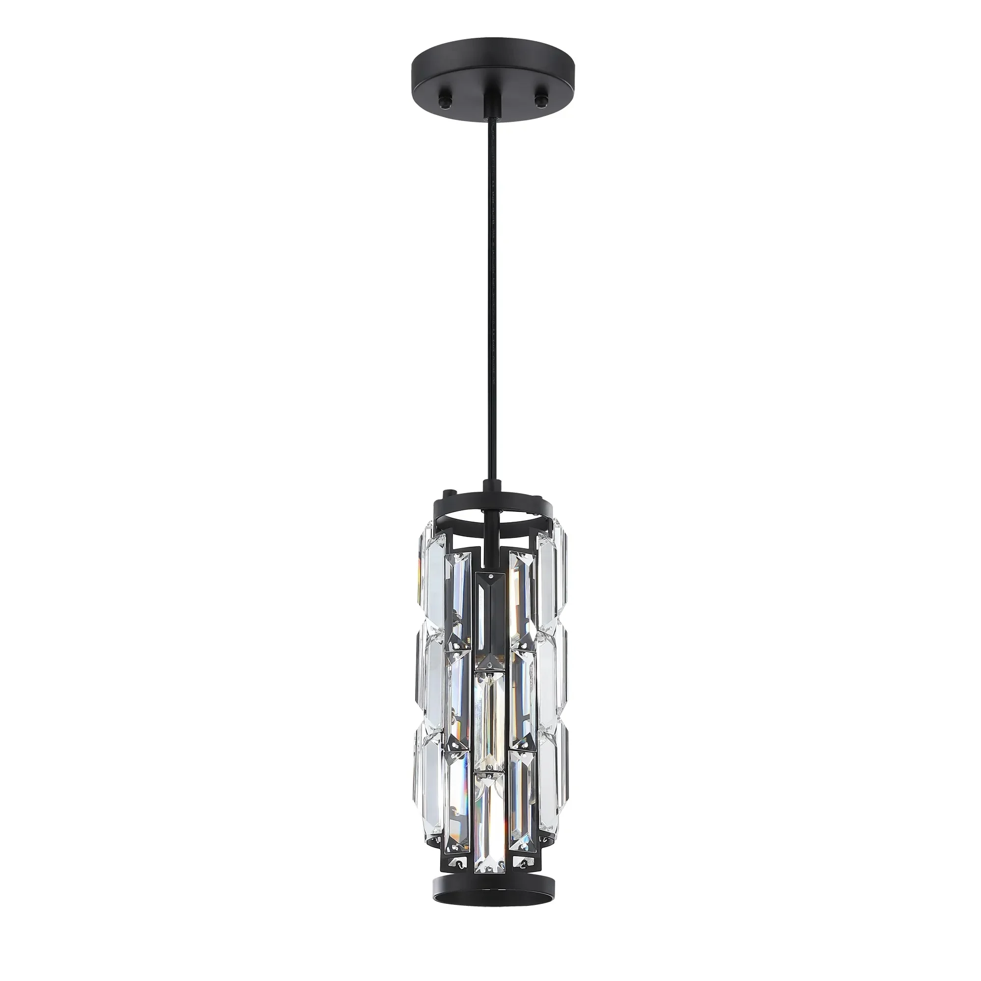 Pendant Lights Kitchen Island 1-Light Modern Black Clear glass shade Crystal Chandelier Adjustable Hanging Lights Dinning Room