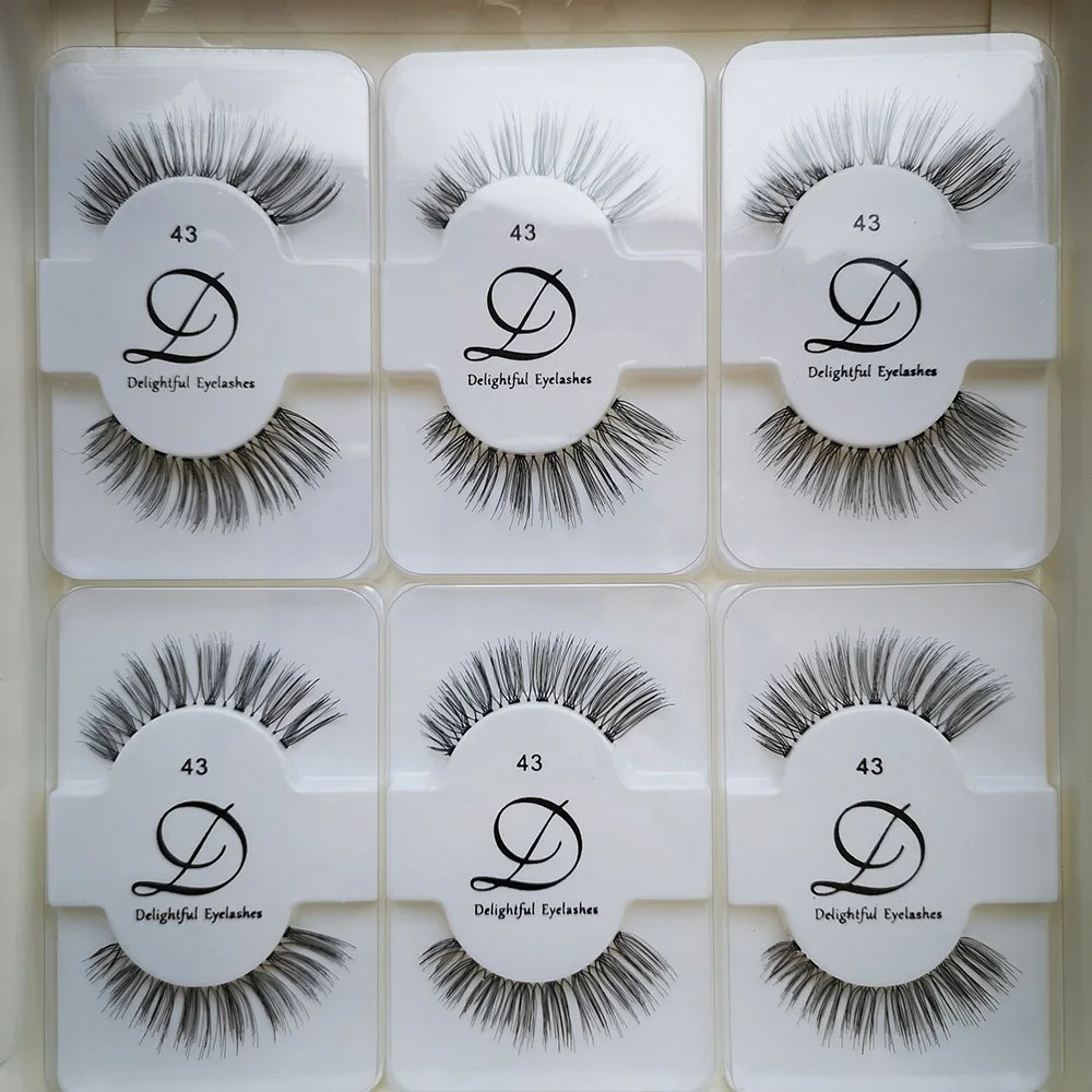 Fashion Soft 100% Human Hair False Eyelashes Natural Long Eye lashes Makeup Beauty Lash 100% human hair