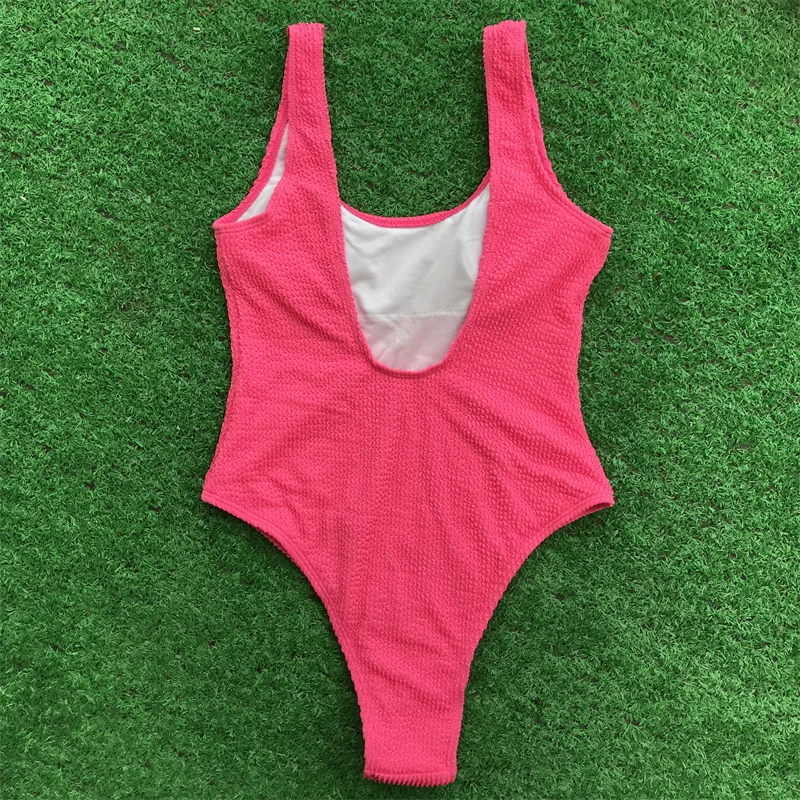 Push Up Open Back One-piece Beach Bathing Suit Solid Color Sexy One Piece Women Swimsuit Bikini Fitness Swimwear