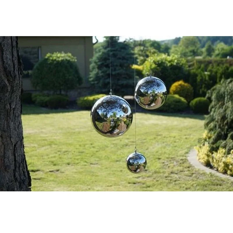 Metal Ball Round Plug In Ball Sphere Decorative Mirrored Gazing Stainless Steel Gazing Outdoor Garden Hanging Decoration Balls
