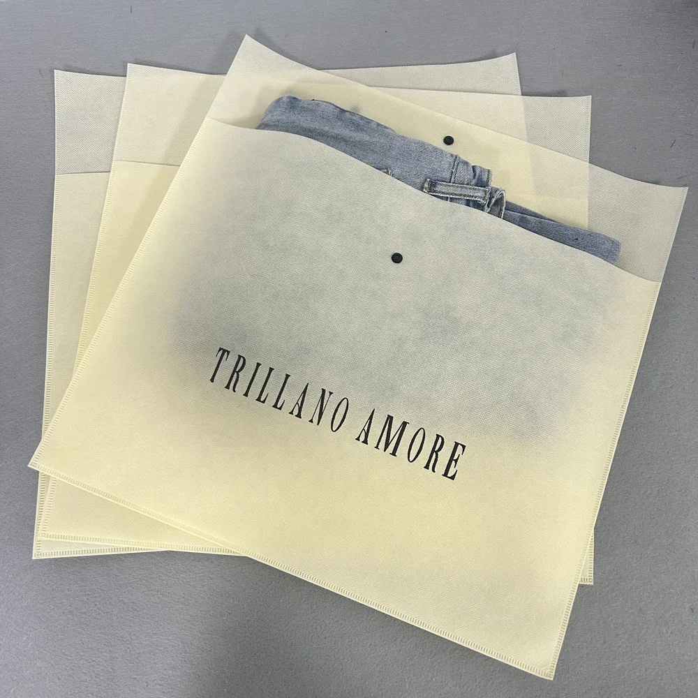 Wholesale Custom logo Non-woven bag packaging Nonwoven snap button Bag Non Woven Bag for clothing