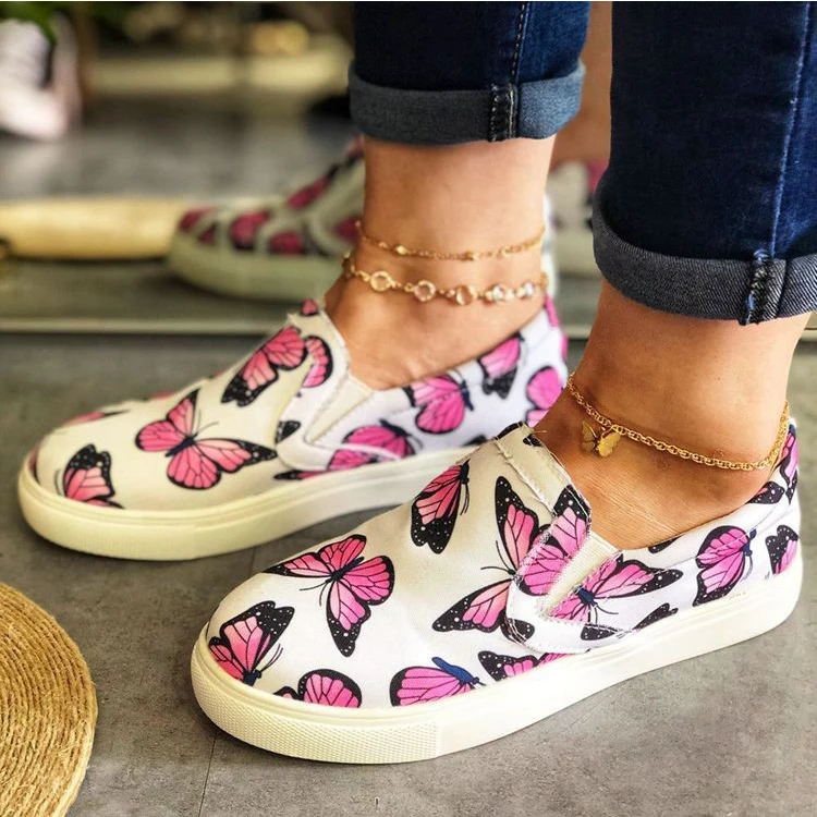 
 Лидер продаж онлайн, популярная дышащая женская парусиновая обувь на платформе с принтом бабочки и банта на низком каблуке  