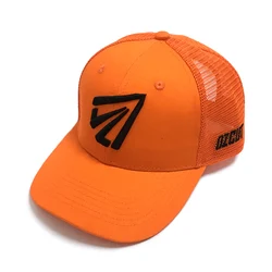 Customize blaze orange trucker cap, 3d embroidered custom trucker hat