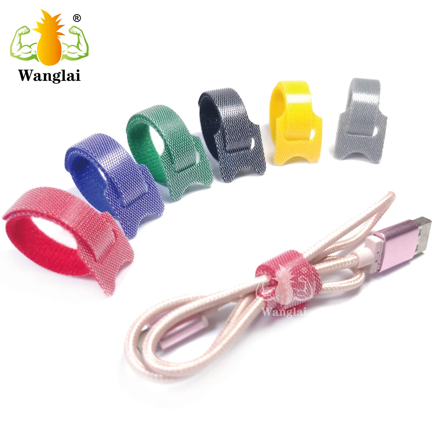 Colorful Hook And Loop Cable Tie Strap Flexible Automatic Double Side Reusable Carry Self Gripping Cinch