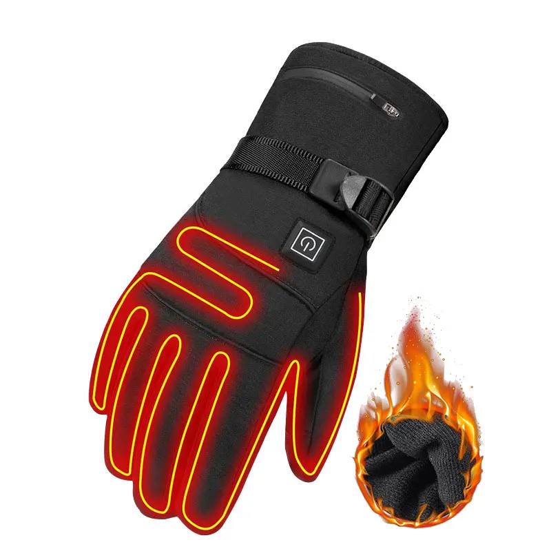 Rechargeable Electric Heating Gloves Waterproof Cotton and Nylon Heated Gloves for Snowboarding and Outdoor Activities