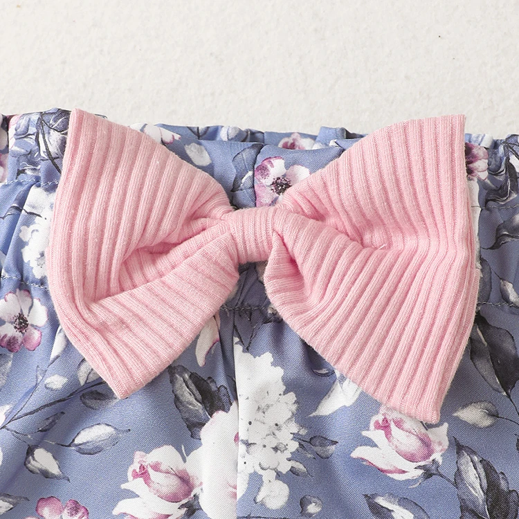 Summer Baby Clothing Sets Puff Sleeve Ruffle Top Print Shorts Infant Outfits Newborn Baby Girls Clothing Set