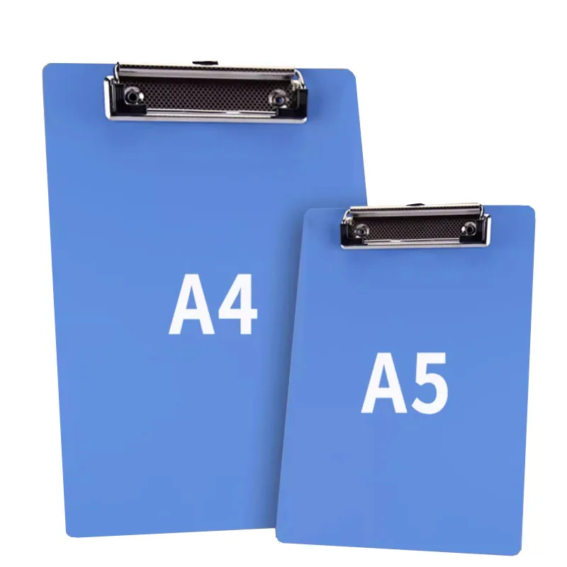 Wholesale Portable colorful  A4 A5 Plastic Metal Clipboard Folder Metal Clip Writing Pad Board Bills Menu Clipboard