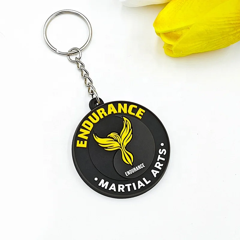 Wholesale round keychain soft 2d 3d logo pvc keyring custom logo pvc rubber keychain