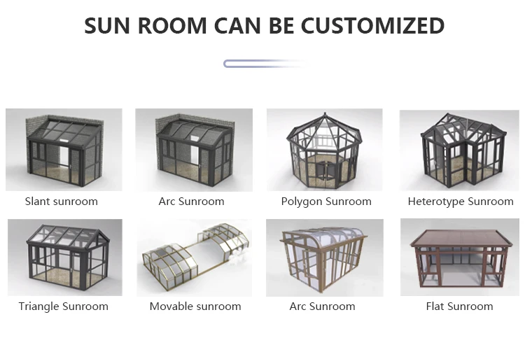 Patio Fireplace Sunroom Enclosure Aluminium Backyard Glass House Veranda With Glass Partitions Window