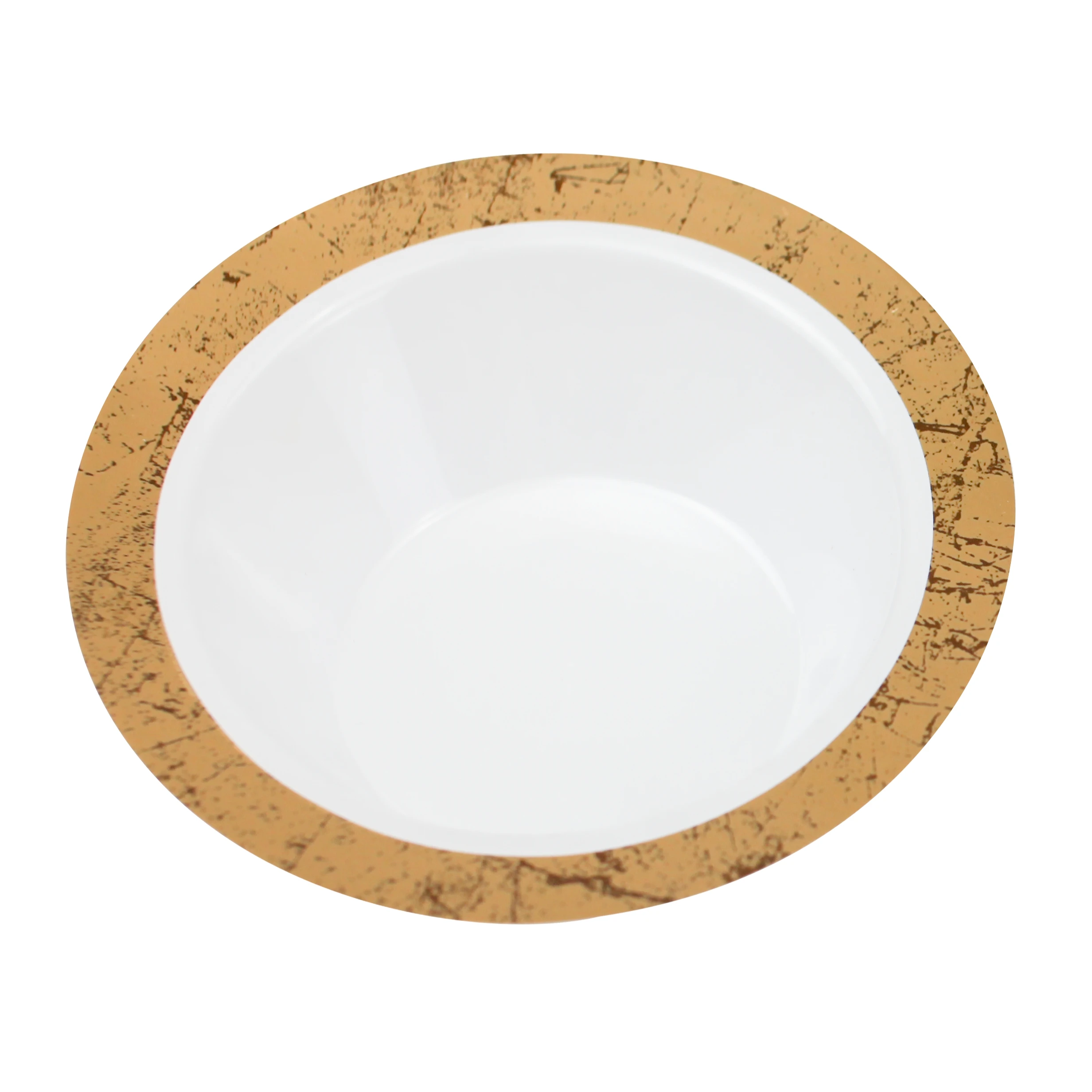 14oz Elegant Disposable Plastic Fancy Heavy Duty Party  White and Gold marble plastic Soup Bowls