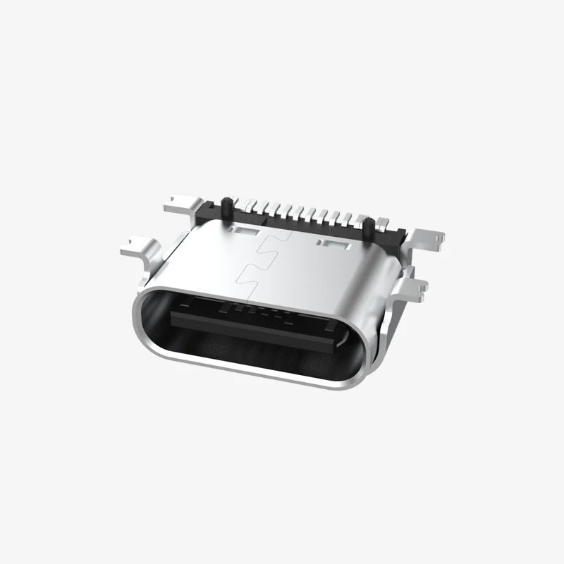 USB Type C R/A Socket 16pin DIP, Dual Shell Waterproof Connections