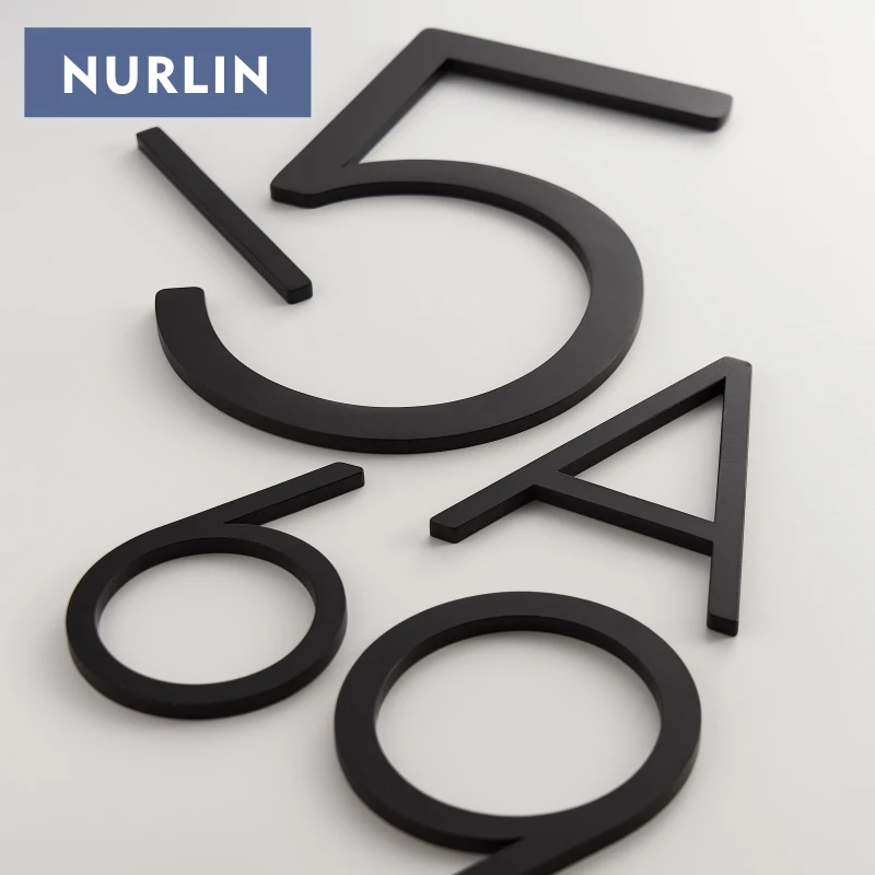 Nurlin твердая латунь 4-12 дюймов 10-30 см большие цифры буквы дверь публичная черная плавающая подпись наружные несколько размеров