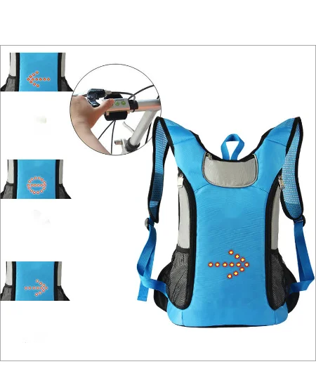 Premium Remote Control LED Light Turn Signal Bike Bags Cycling Hiking Back Packs Outdoor Night Safety Backpack Bag
