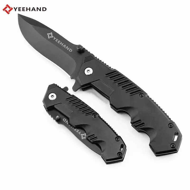Custom Aluminum Black Handle Wholesale Stainless Steel Tactical Pocket Outdoor Hunting Camping Survival Folding Knife