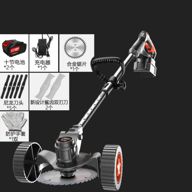 Electric lawn mower household rechargeable lithium battery weeder small garden lawn machine multi-function lawn mower wholesale