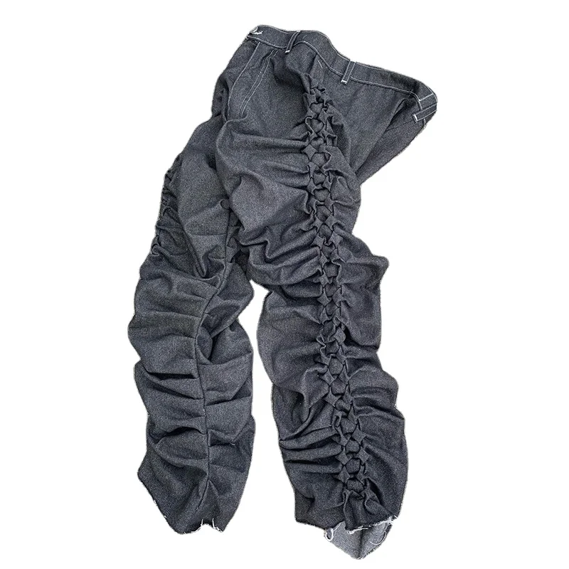 DiZNEW Custom Design Loose Fit Jeans Male Female Denim Pants Men Hot Sale Jeans Young Men Cotton Elastic Pant