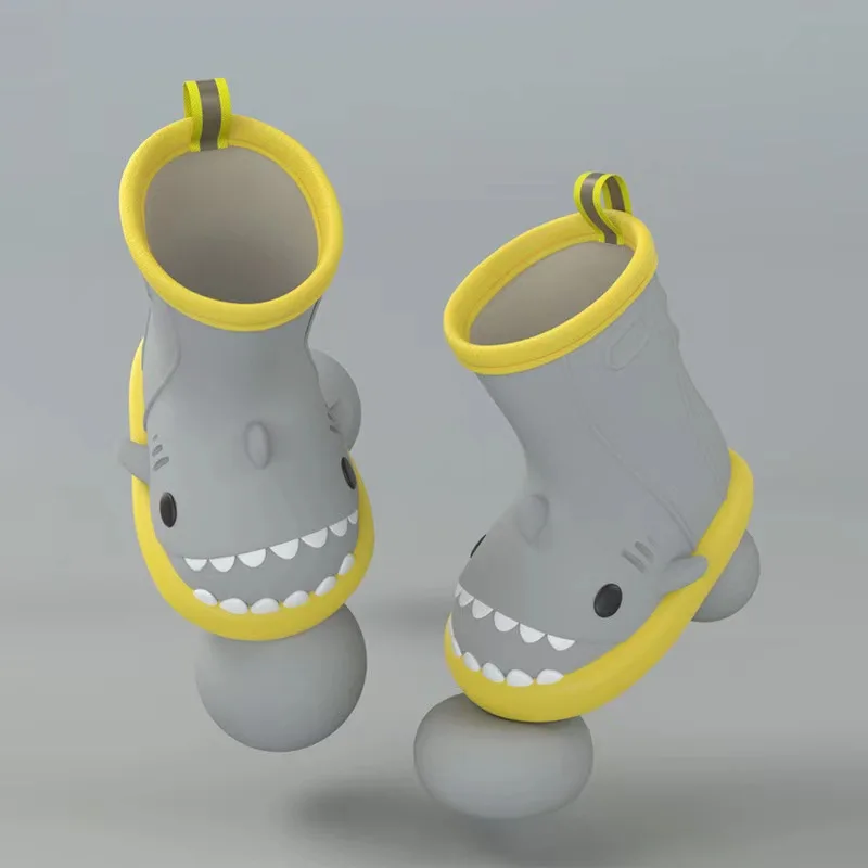 2022 Popular Selling 3D Children Plastic Wellies Cartoon Toddler Shark Rain Boots For Kids
