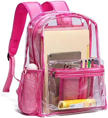Clear Backpack Heavy Duty PVC Transparent Backpack with Reinforced Strap for College Workplace