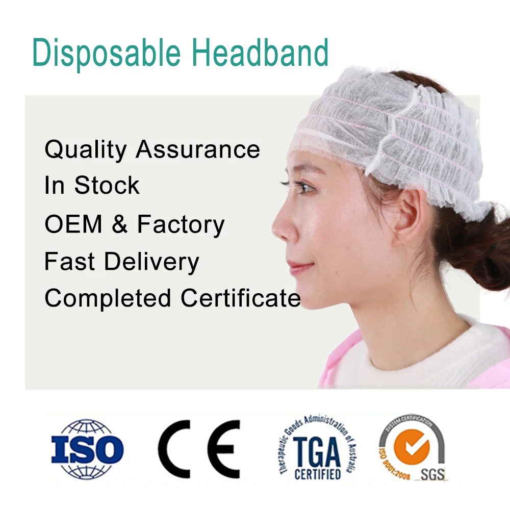 Non Woven Disposable Spa Beauty Salon Headband Elastic Hair Wrap