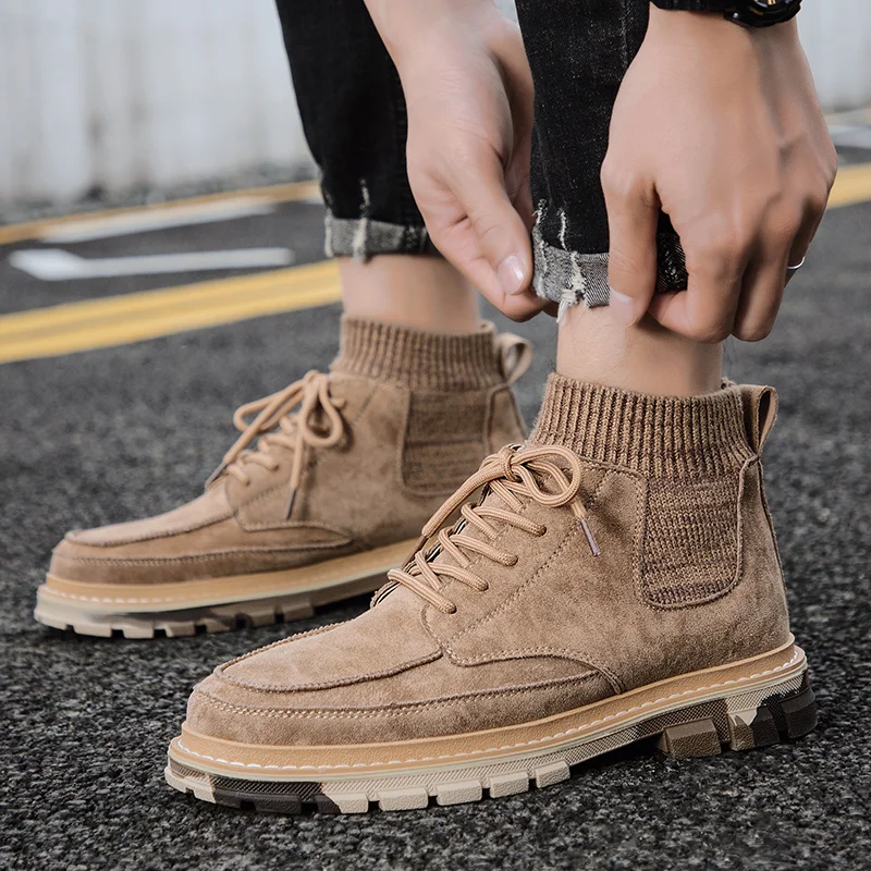 2020 зимние ботинки, мужские повседневные Высококачественные ботинки, коричневая хлопковая обувь, модные кроссовки