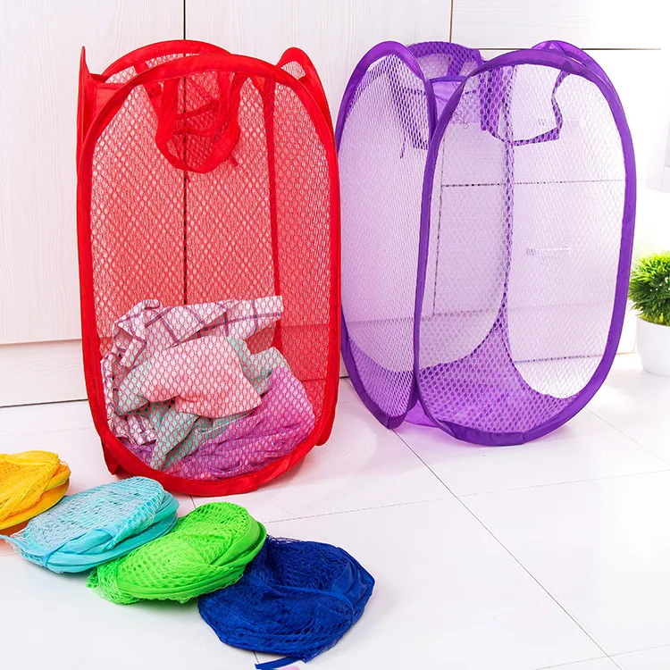 Home Laundry Bag House Breathable Bag Household Washing Room Dirty Clothes Bin Clothes Storage Foldable Mesh Laundry Basket