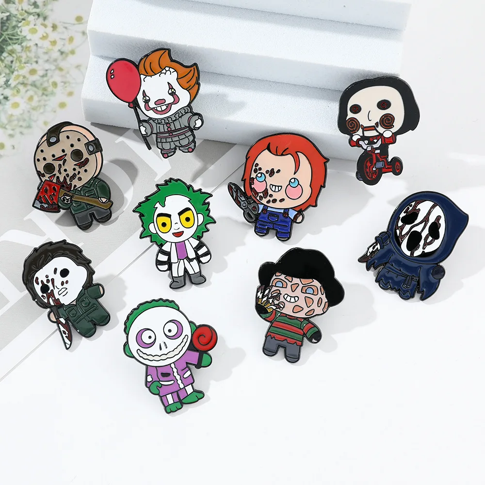 USA scary movies Scream SAW brooch horror spooky skeleton thriller halloween pins