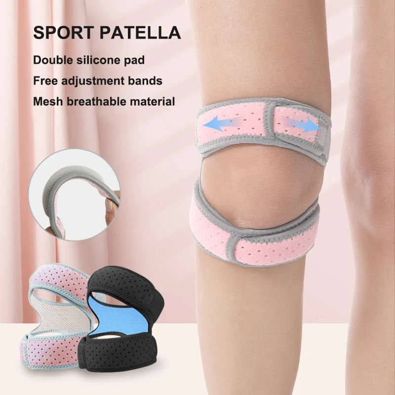 Pressurized Breathable Knee Protector Nylon Silicone Pad Brace Adjustable Sports Belt Bandage Tendon Strap Patella Knee Support
