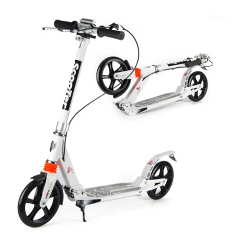 High quality 2 wheel grey black durable foldable kids foot kick safe step pedal scooter bike adult