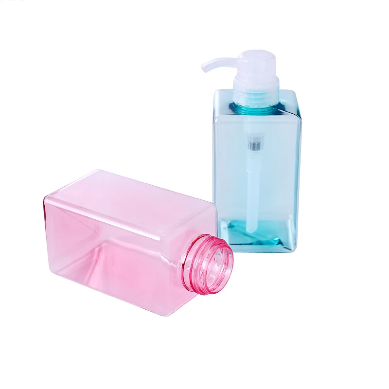 Custom Flat Square Shampoo Shower Gel Bottle Empty 200ml 300ml Luxury Black Lotion Bottle