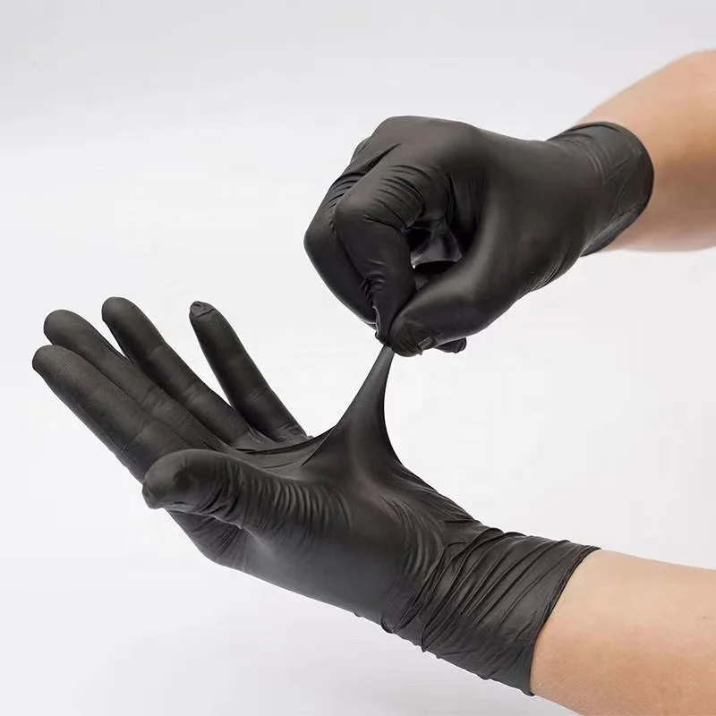 Wholesale Nitrile Gloves 9 Inches Barber Tattoo Shop Beauty Pink Glove Custom Box Powder Free Black Nitrile Gloves