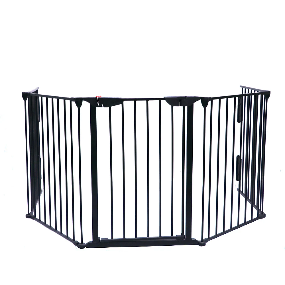 5 panels automatic closing foldable metal  baby safety barrier play yard fence fireplace  guard fence wall mounting