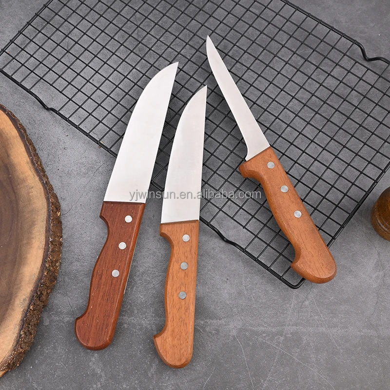 High Quality Customized Stainless Steel Butcher Knife Set Kitchen Knife Original Wood Handle Hot Sale Chef Knife Metal Blade